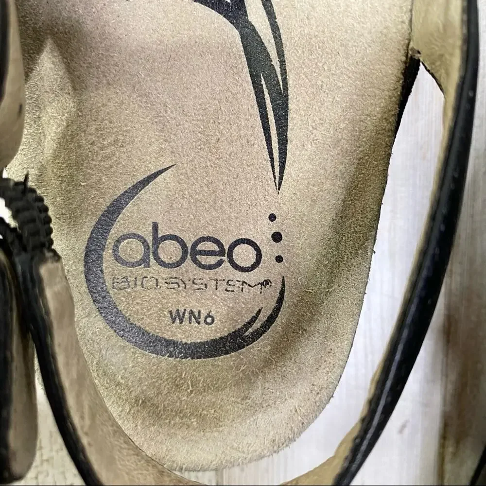 Abeo Bria Leather Sandals Women's Size 6 Black Laser Cut Back Strap - Picture 10 of 10